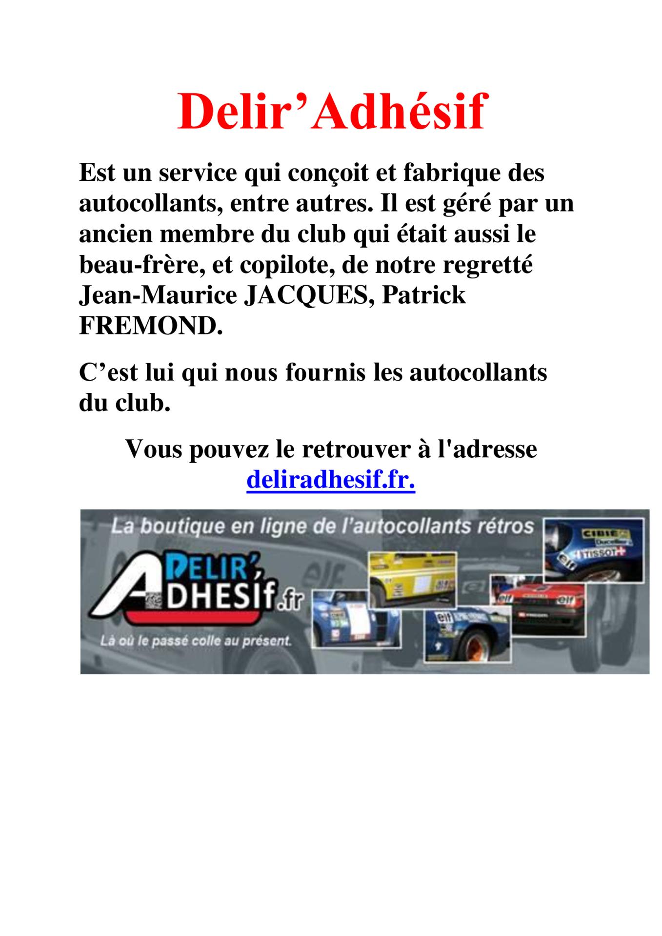 Delir adhesif texte